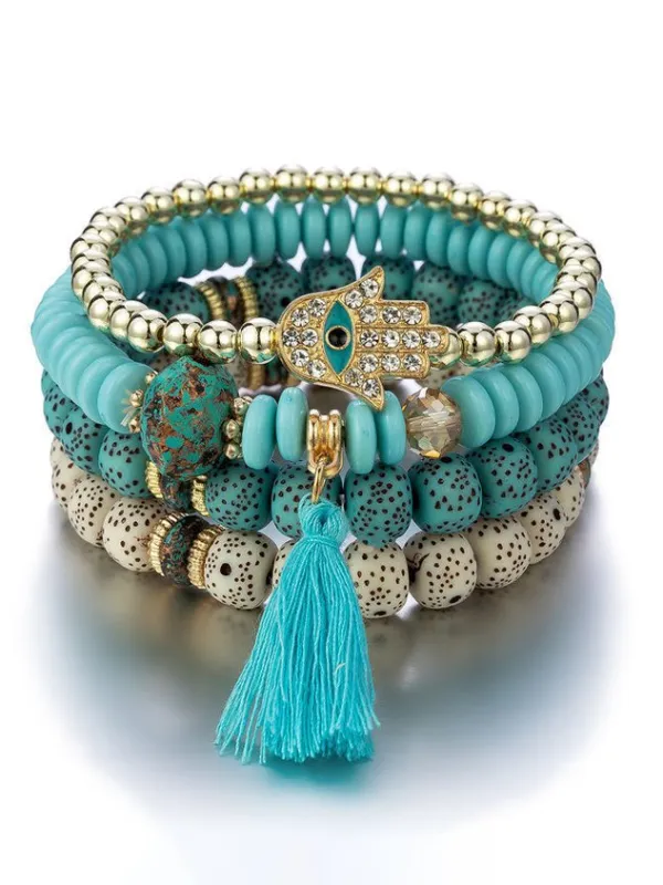 Turquoise Beaded Multilayer Bracelet Casual Vacation Ethnic Women's Jewelry