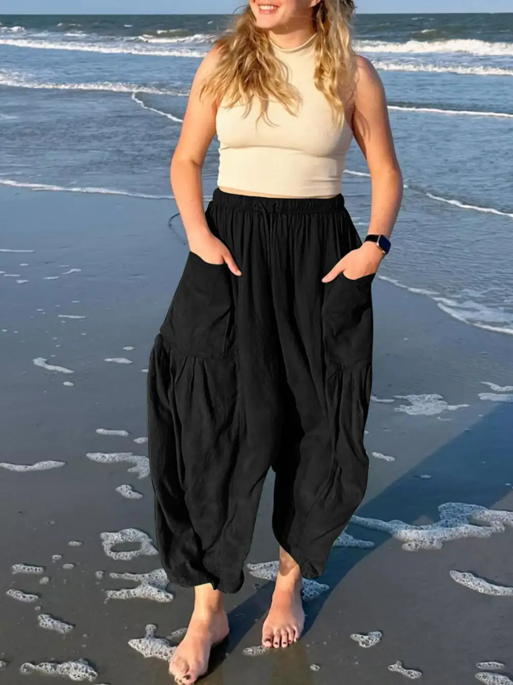 Full Size Drawstring Pants With Pocket Plus Size