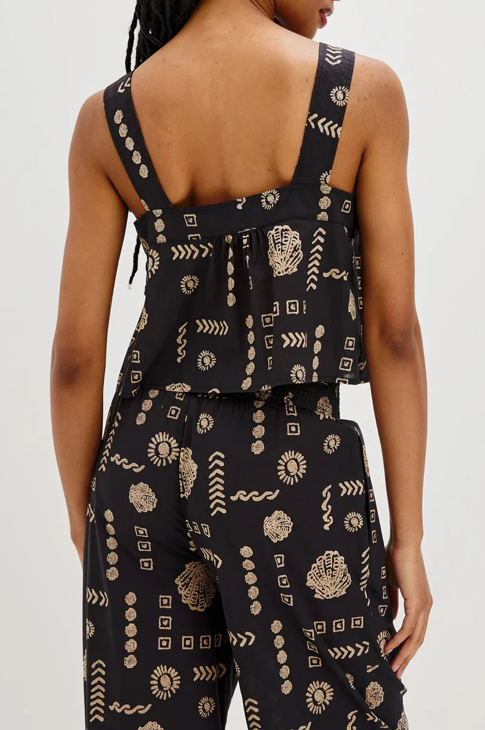 Art Print Square-Necked Top