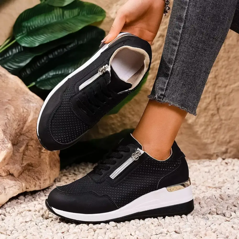 Relaxed Lace-Up Wedge Sneakers