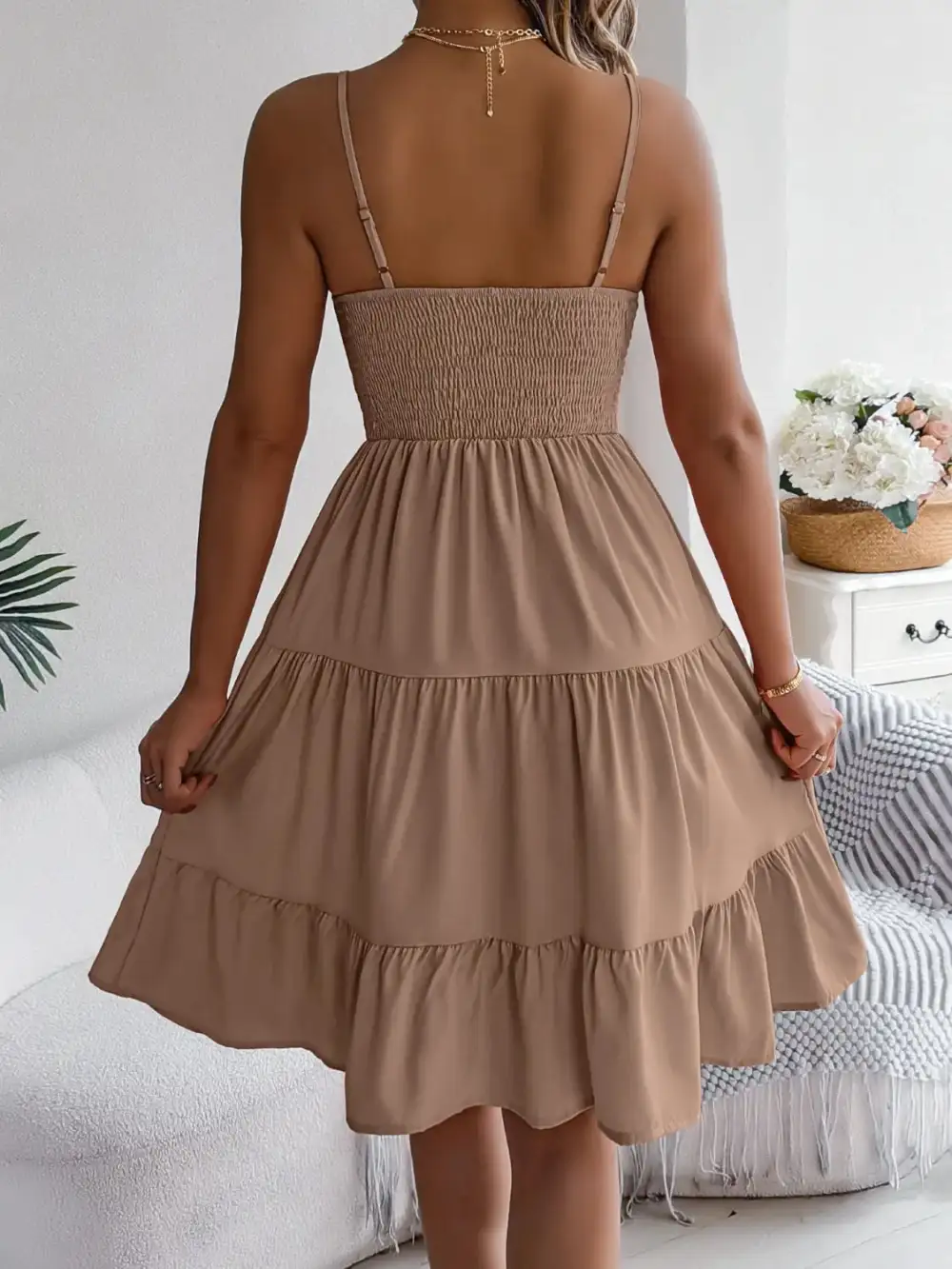 Easy Tie Detail Smocked Dress