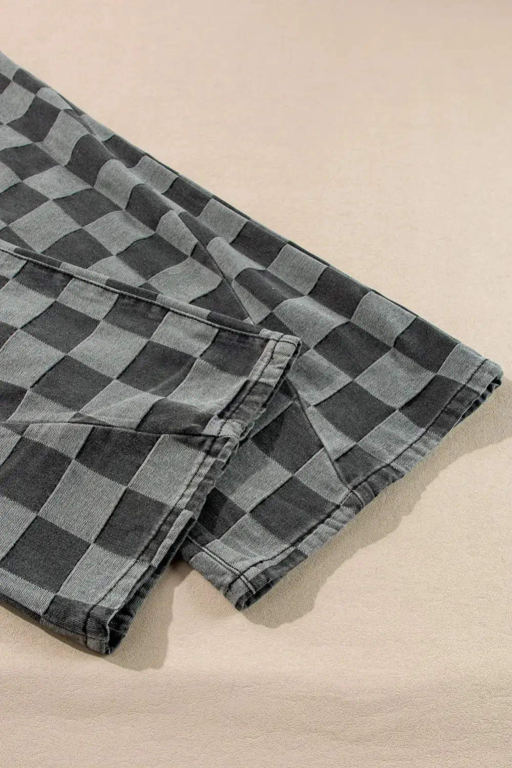 Wide Leg Checkered Jeans