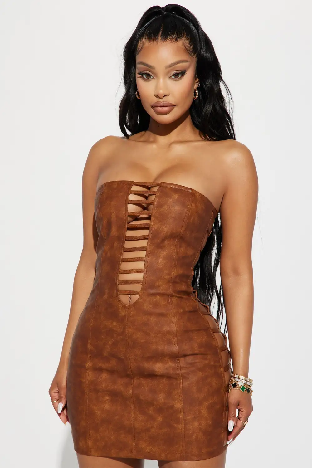 Layla Leather Mini Dress - Copper