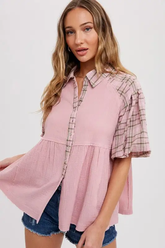 Kelly Anne Babydoll Plaid Tunic | URBAN ECHO SHOP