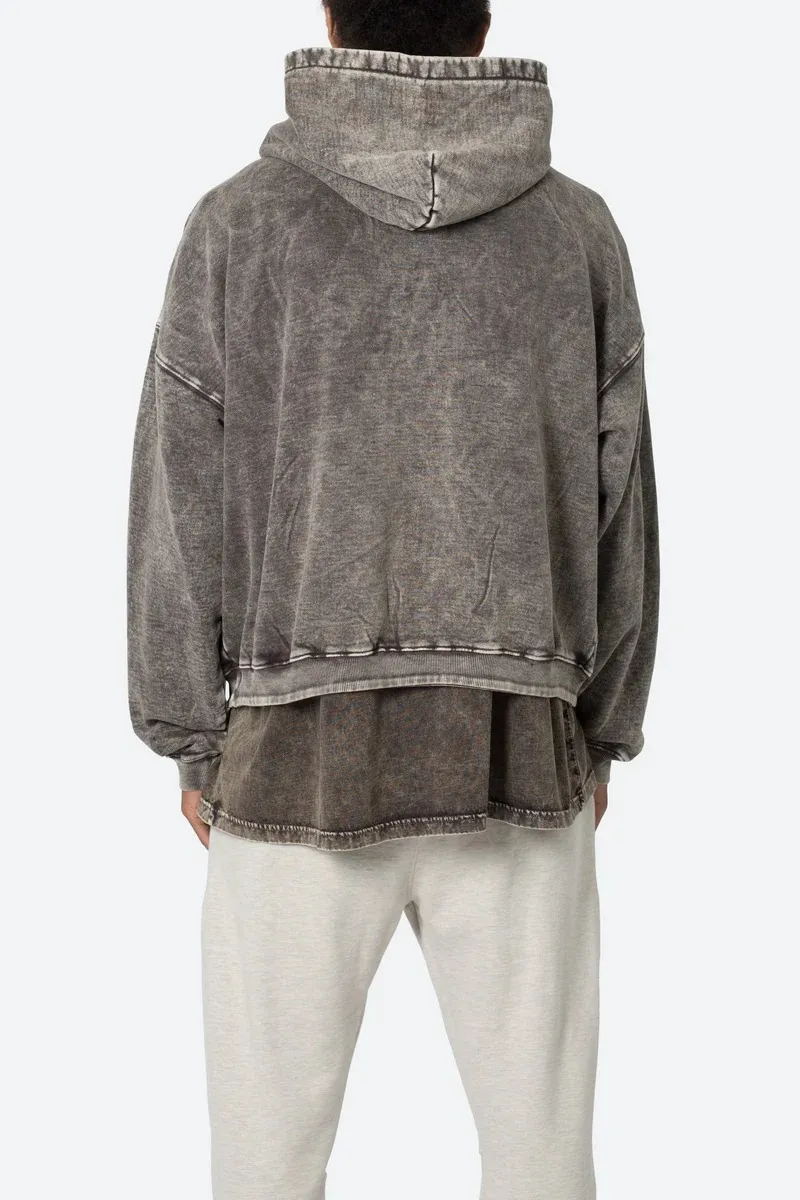 DARK BROWN DISTRESSED HOODIE