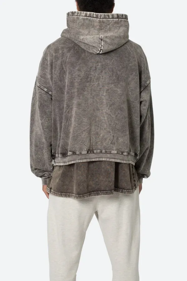 DARK BROWN DISTRESSED HOODIE
