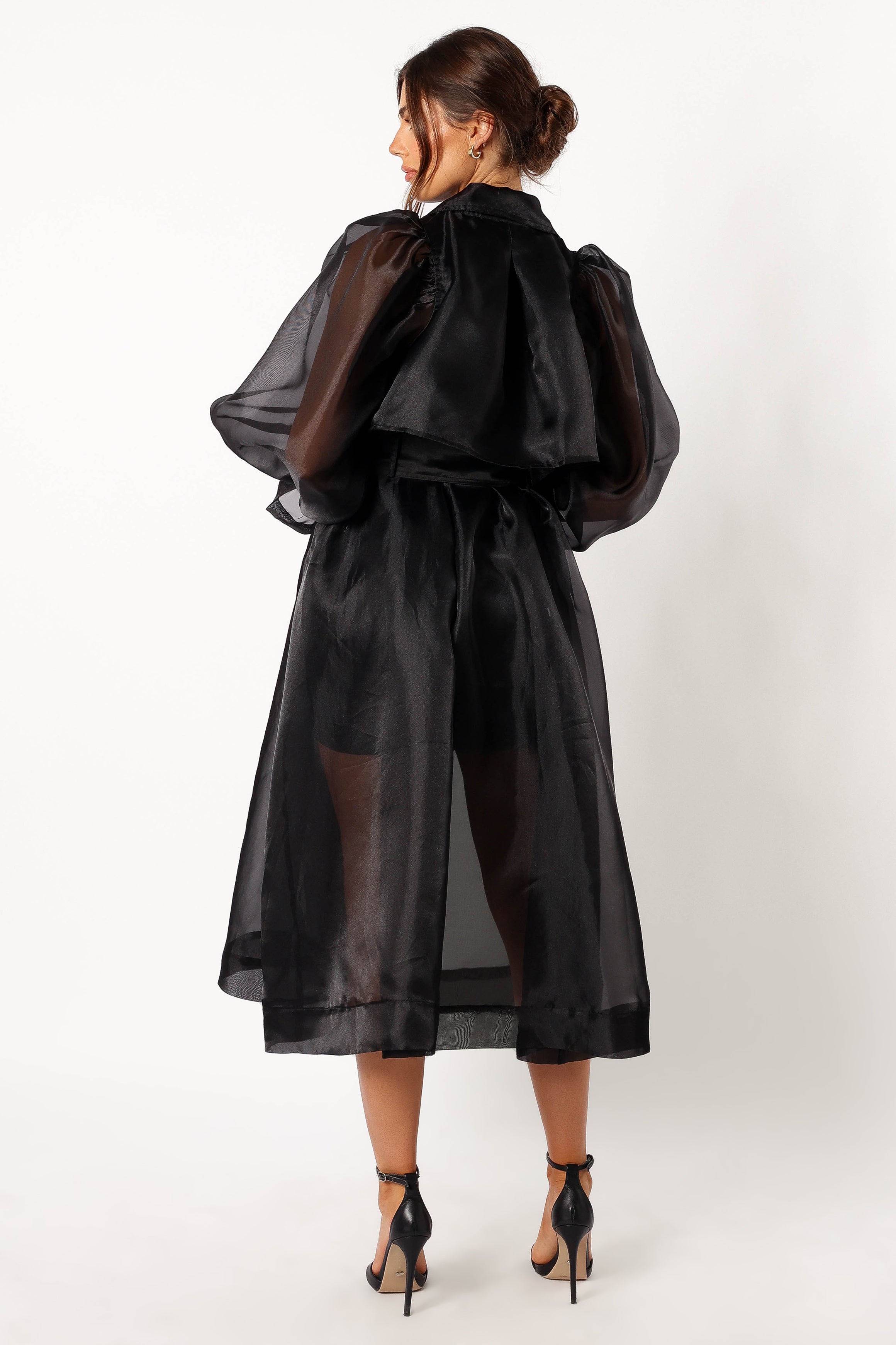 Braelynn Sheer Trench Coat - Black