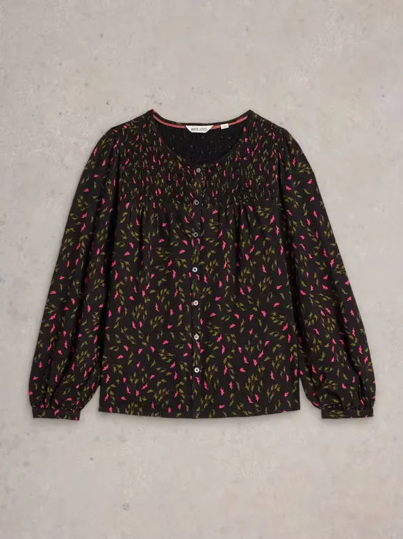 Crew Neck Shirred Top