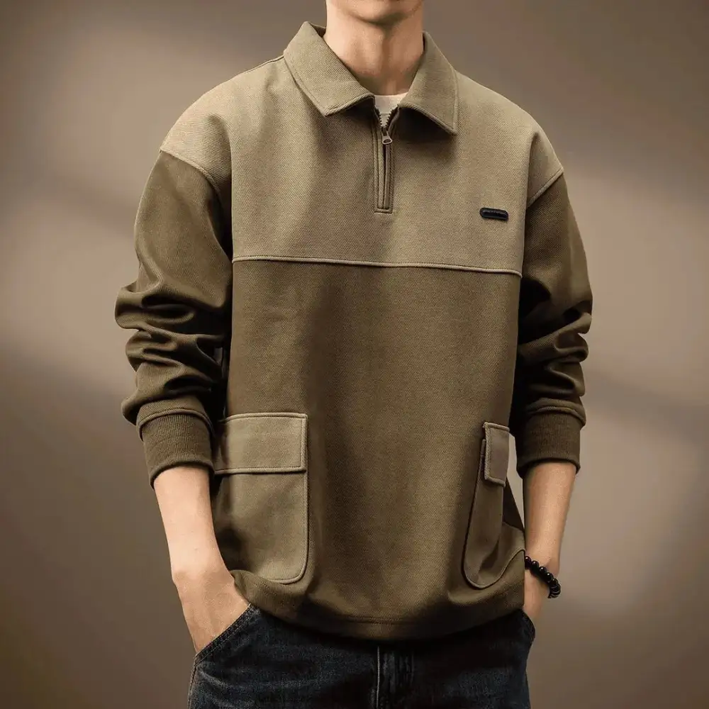 Structured Long Sleeve Collar Polo