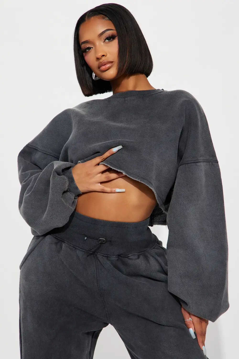 Feeling Good Fleece Jogger Set - Charcoal