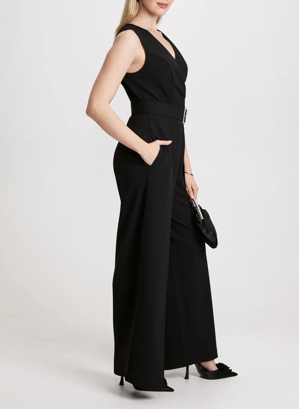 Breathable Chiffon Waist-Cinched Jumpsuit