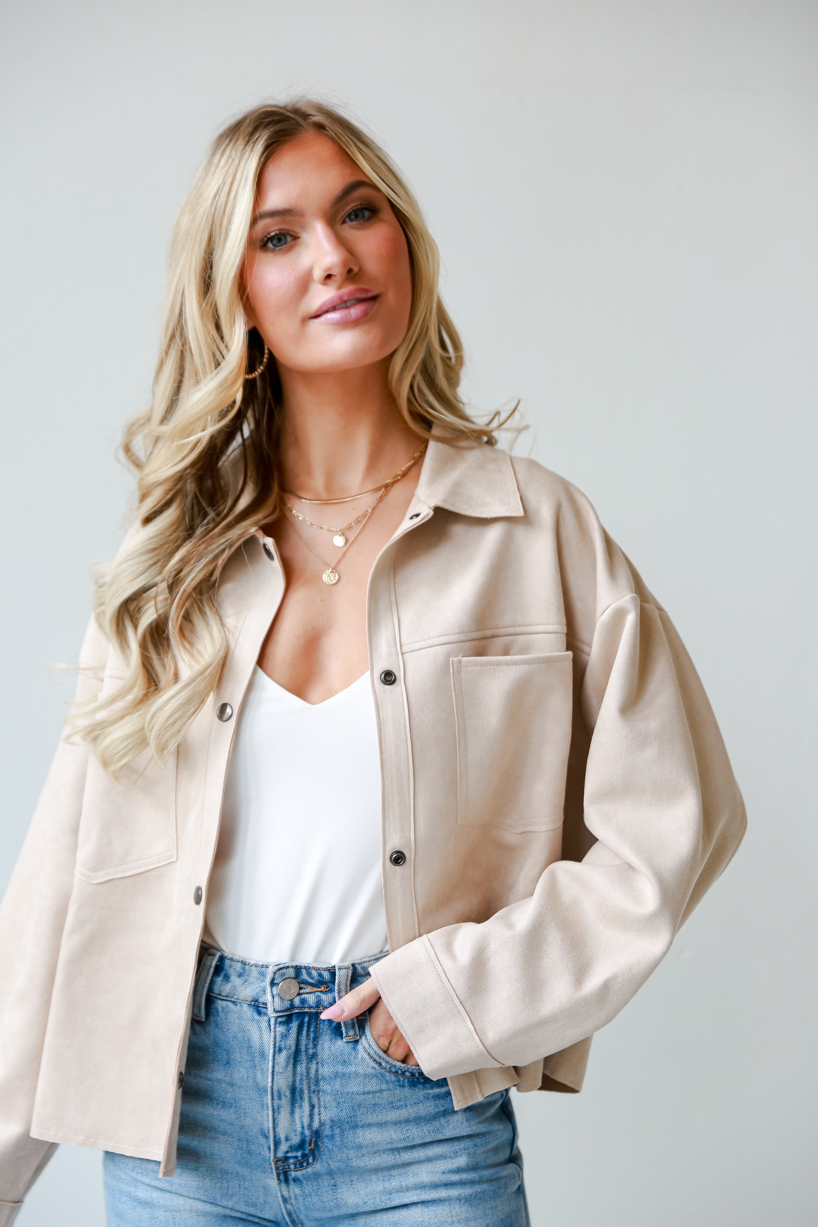 Hadley Cream Suede Cropped Jacket - DOORBUSTER