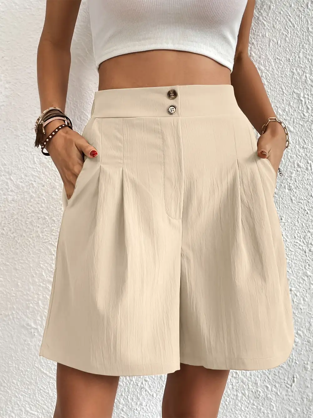 Utility Elastic Waist Pocket Detail Shorts