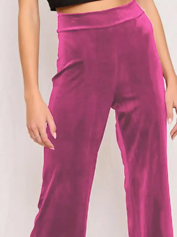 Full Size Velvet Wide Leg Pants