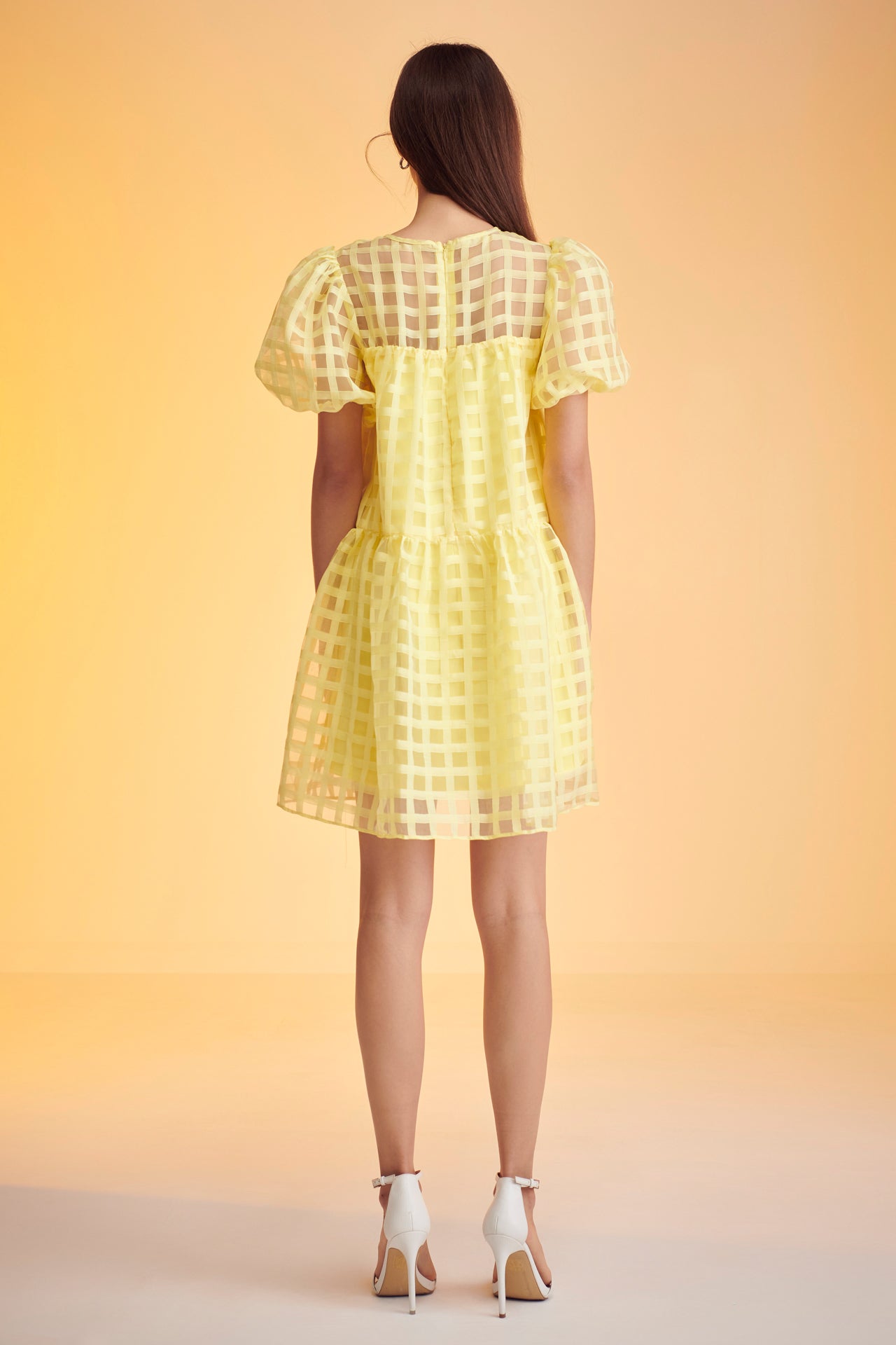 Gridded Organza Mini Dress