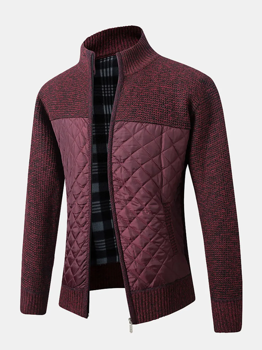 Quilted Patchwork Zip Up Cardigan