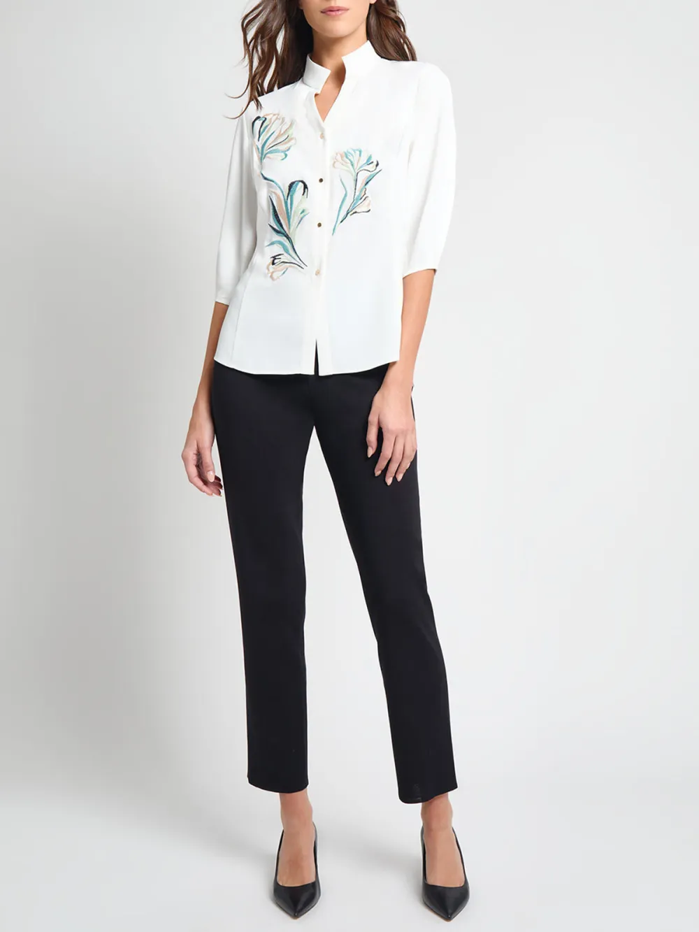 Three Quarter Sleeve Front Printed Shirt