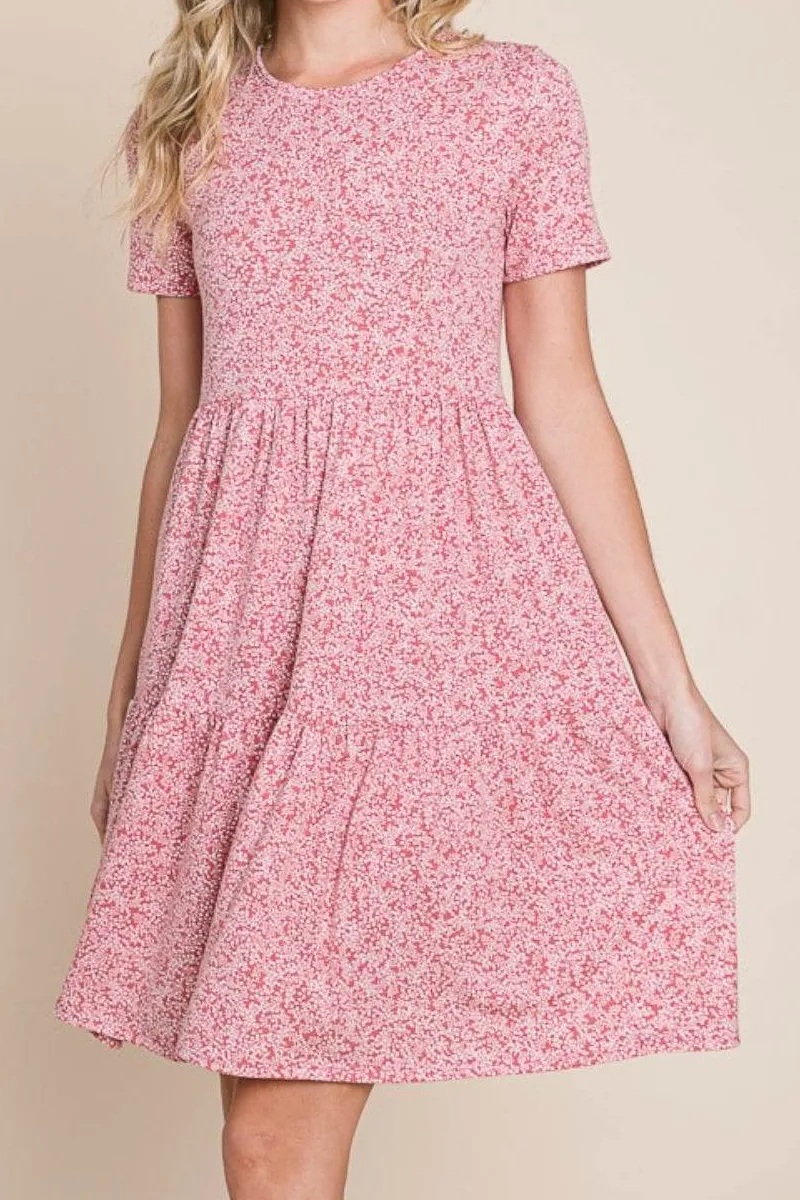 Printed Short Sleeve Mini Dress