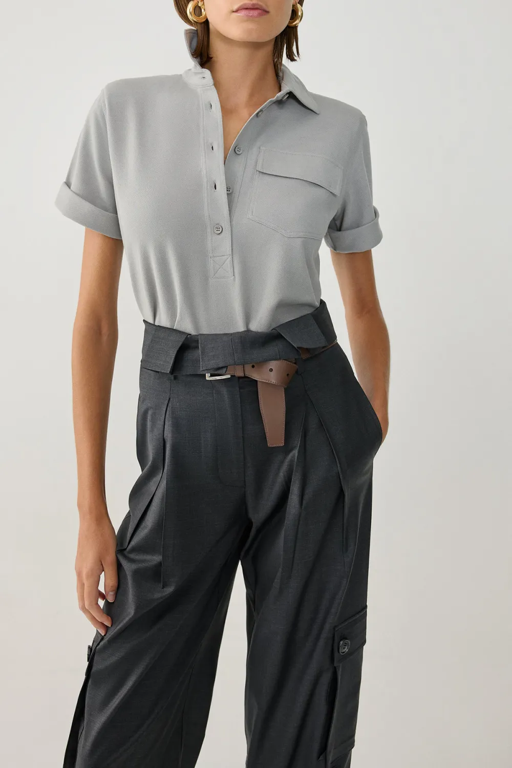 High Waist Pants-Dark Grey