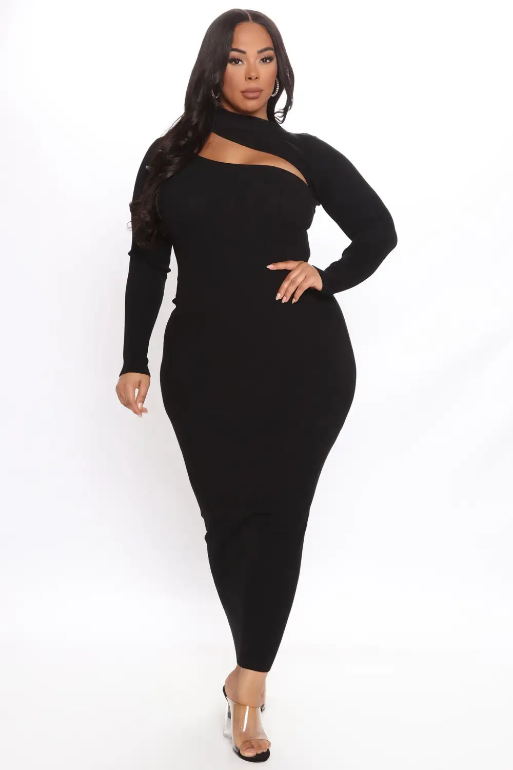 Making The Cut Midi Sweater Dress - Black