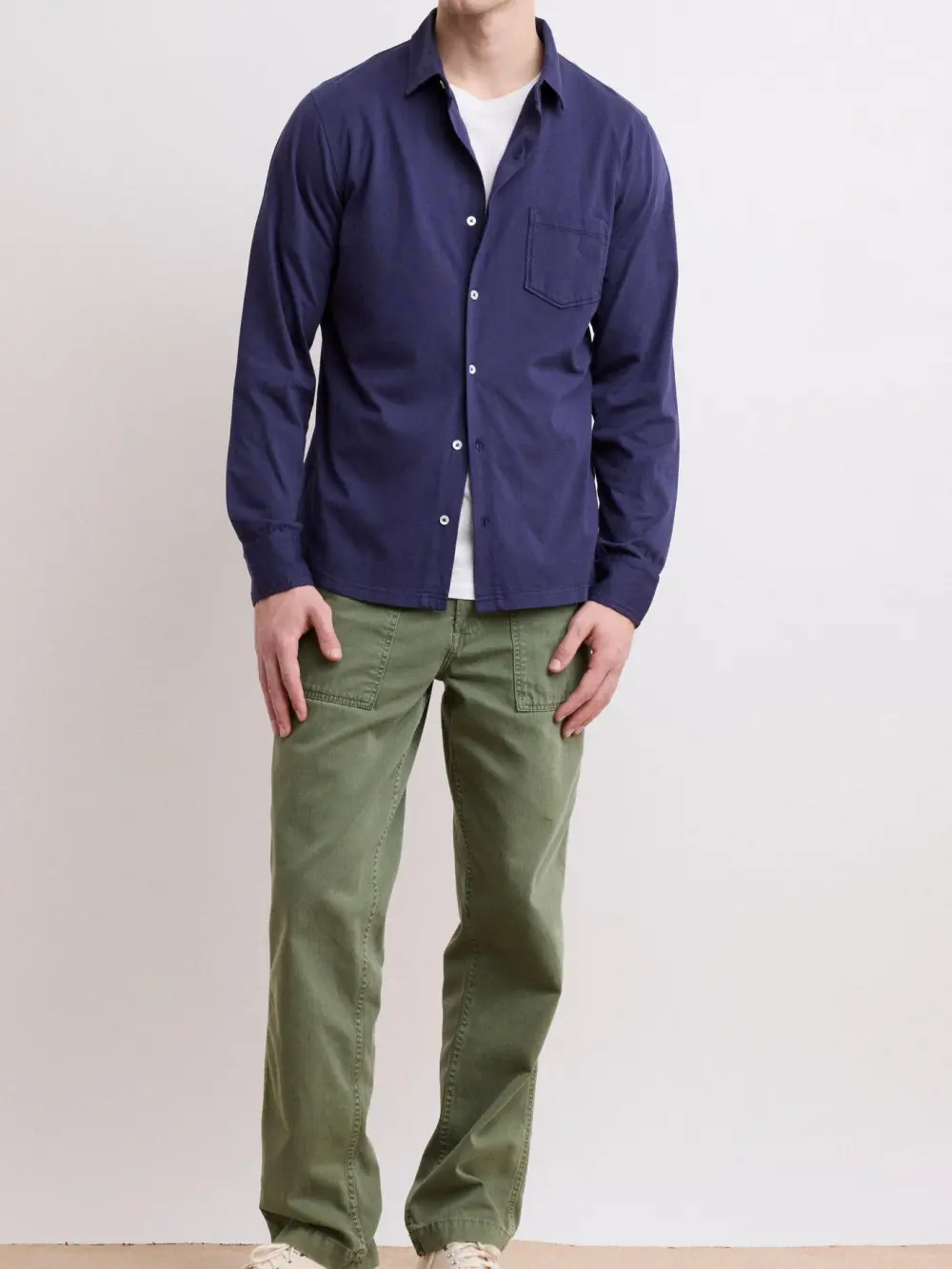 Casual Soft And Comfortable Simple Deep Blue Shirt