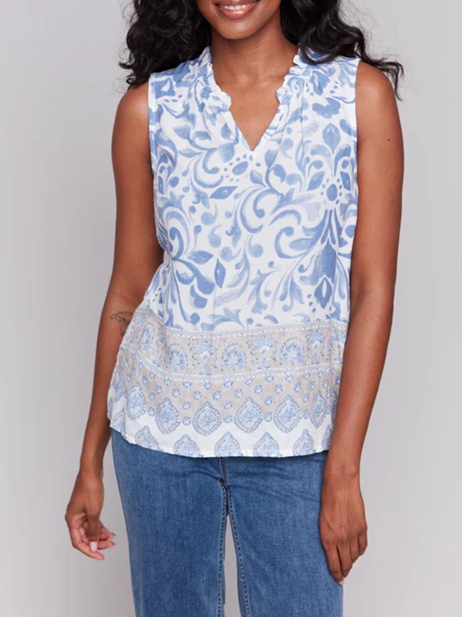 V-Neck Sleeveless Top With Casual Holiday Style