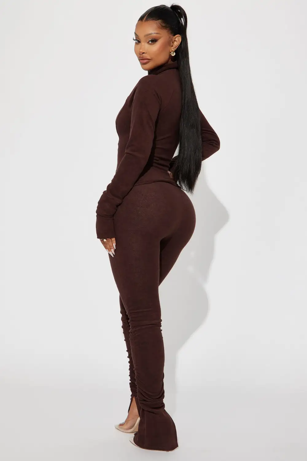 Weekend Chill Terry Cloth Pant Set - Chocolate