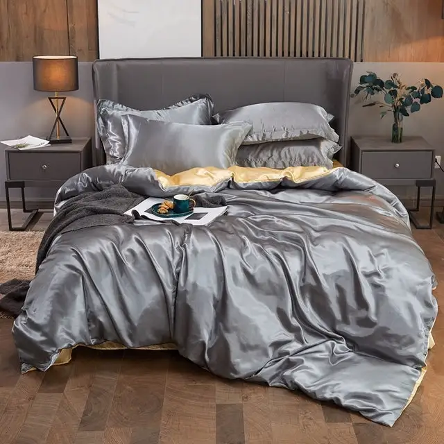 Bedding Set Solid Color Luxury Bedding Kit Rayon Satin Duvet Cover Set Twin Queen King Size Bed Set 2pcs/3pcs/4pcs - Bedding Set