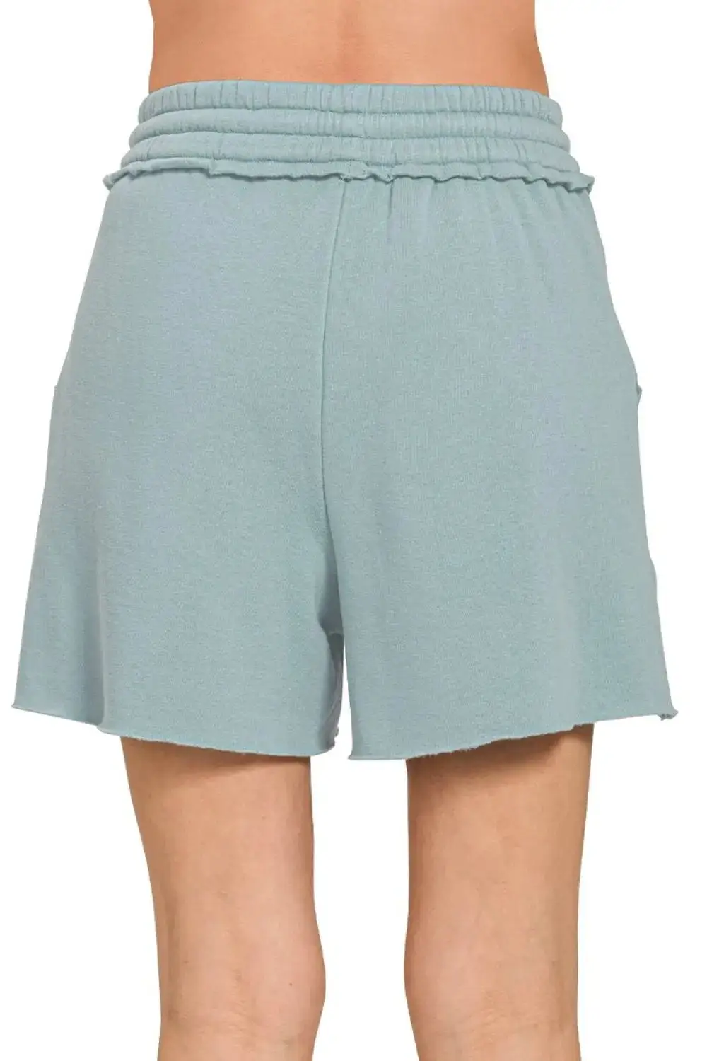 Easygoing Fleece Raw Hem Shorts with Draw String