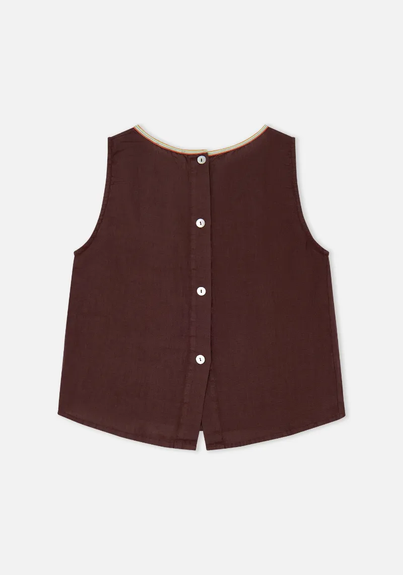 BROWN LINEN ANA TOP