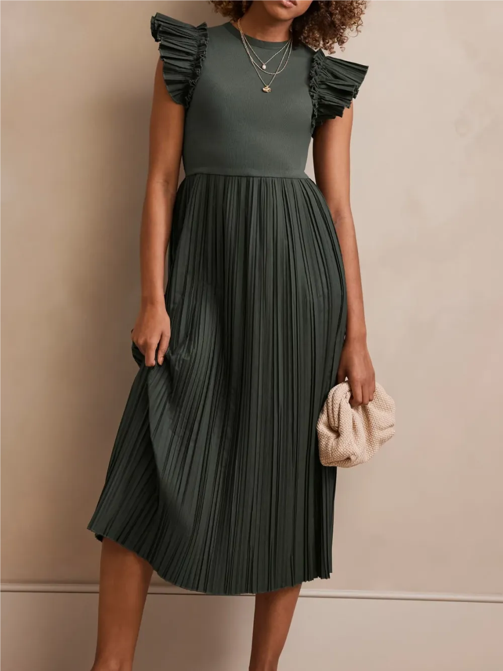 Jersey Crinkle Midi Dress