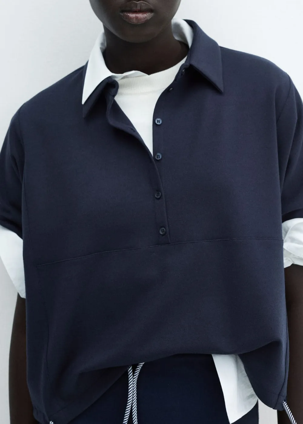 Adjustable drawstring polo sweatshirt