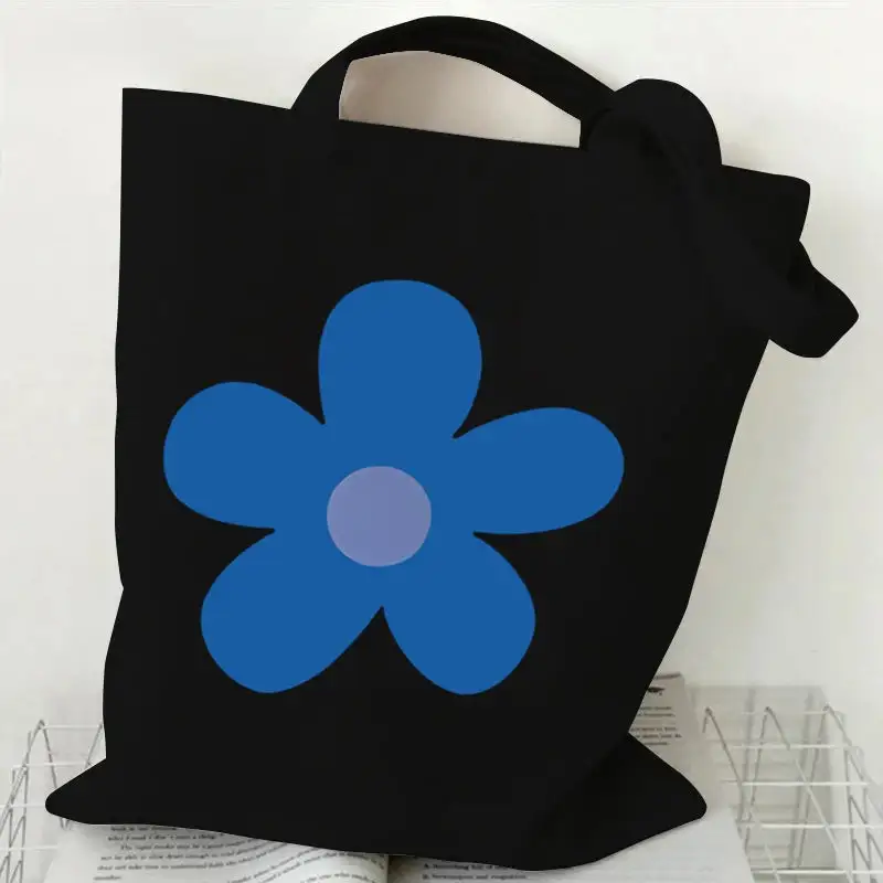 Groovy Retro Graphic Canvas Tote Bag