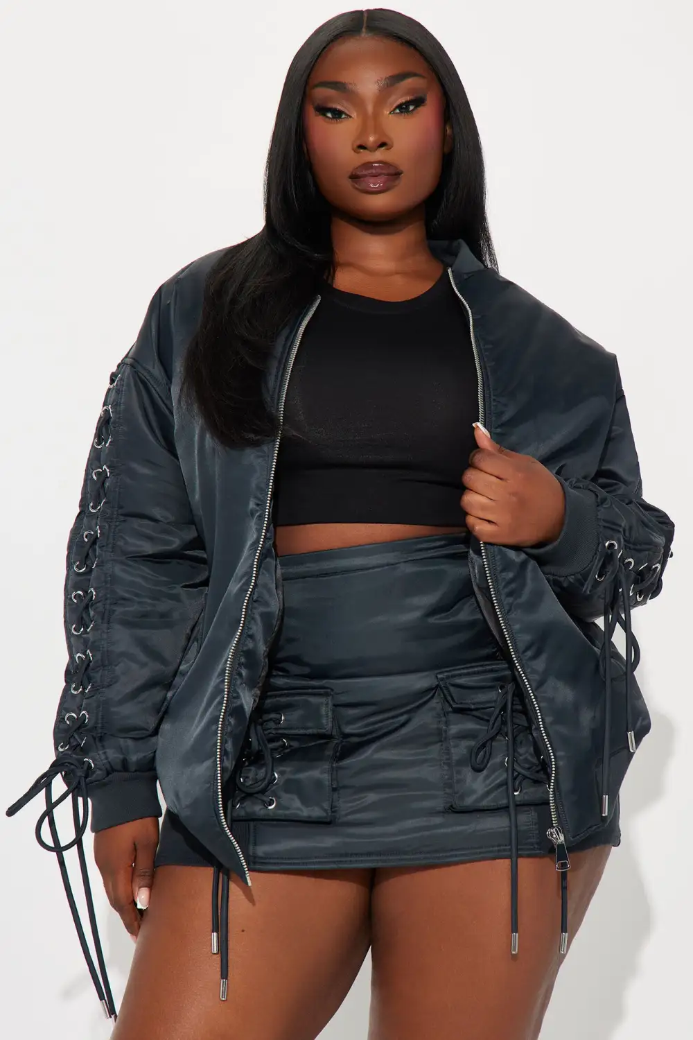 Roxxy Puffer Skirt Set - Charcoal