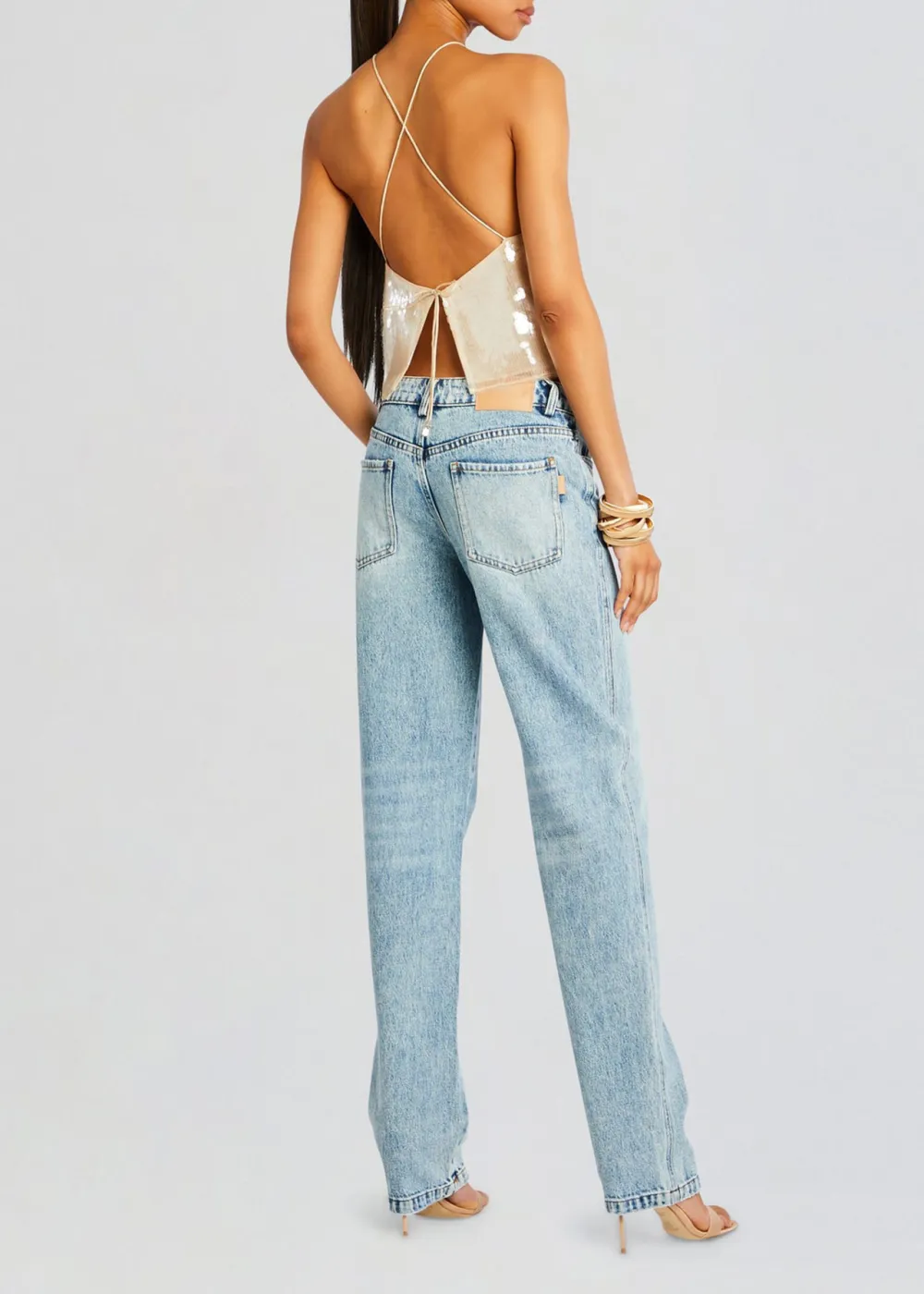 Sleeveless Halter Sequin Top