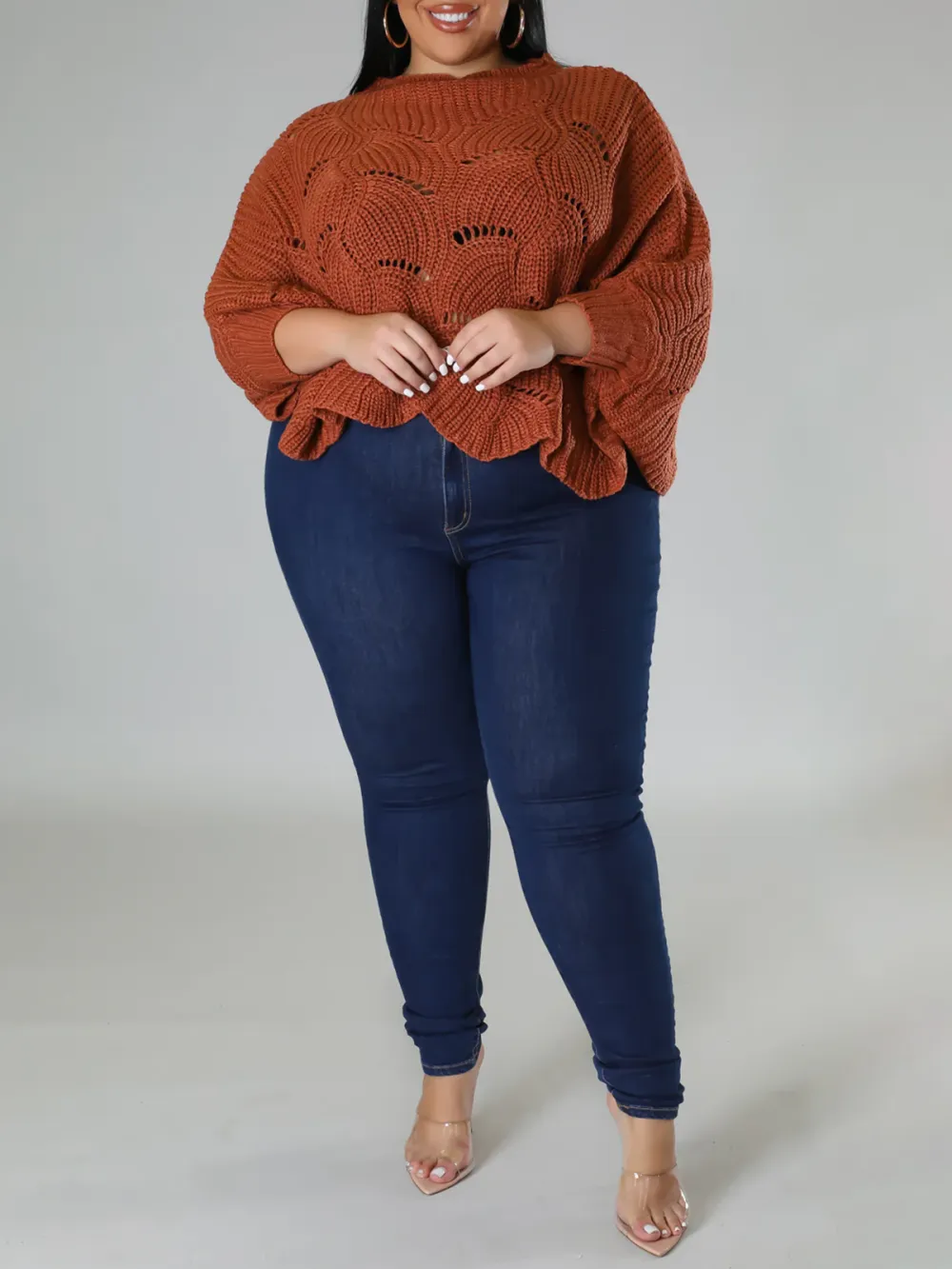 Plus-Size Fashion Women'S Knitted Pullover