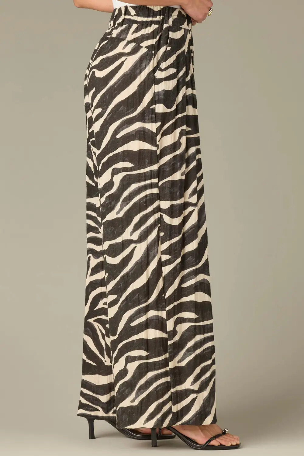  Triple Pleat Petite Palazzo Glider Pants Zebra