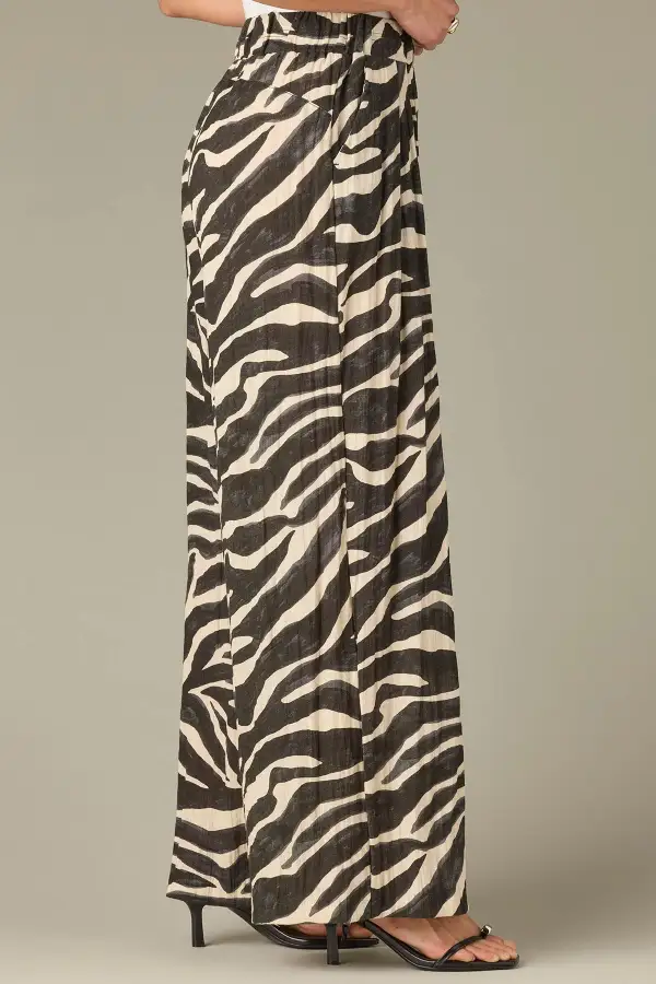  Triple Pleat Petite Palazzo Glider Pants Zebra