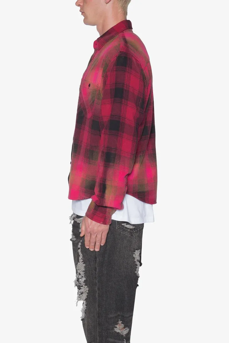 RED AND BLACK PLAID FLANNEL SHIRT