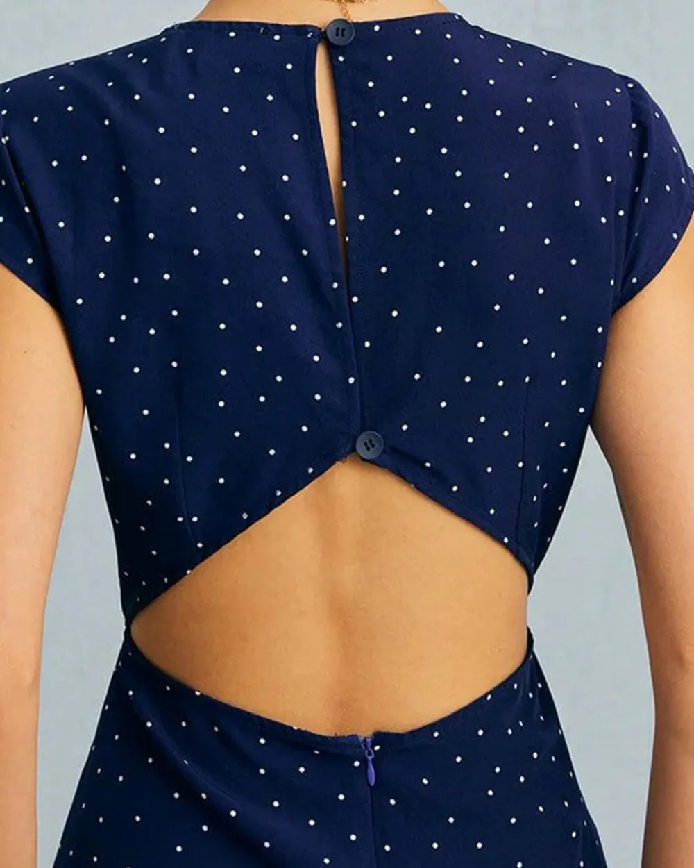 Crew Neck Navy Blue Dress