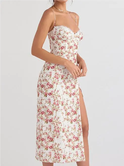 Floral Slit Slip Dress