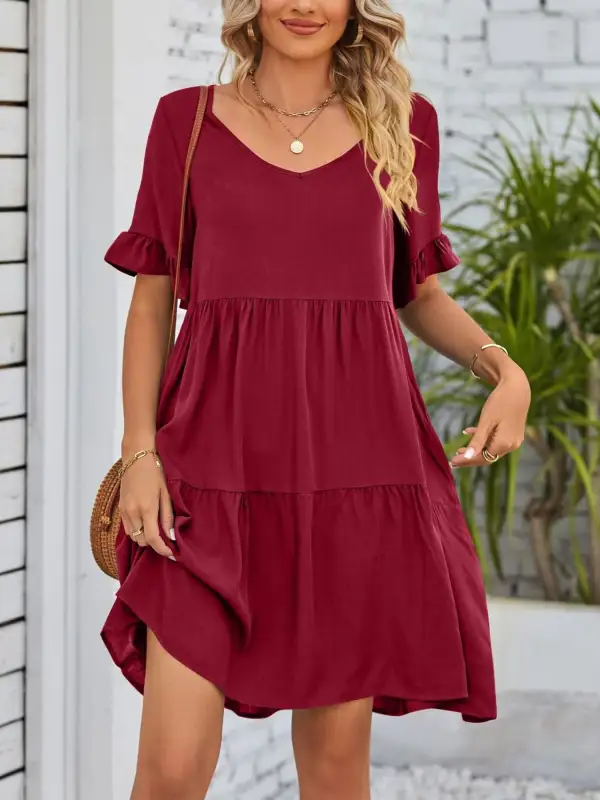 Relaxed Shape Ruffle Tiered Mini Dress