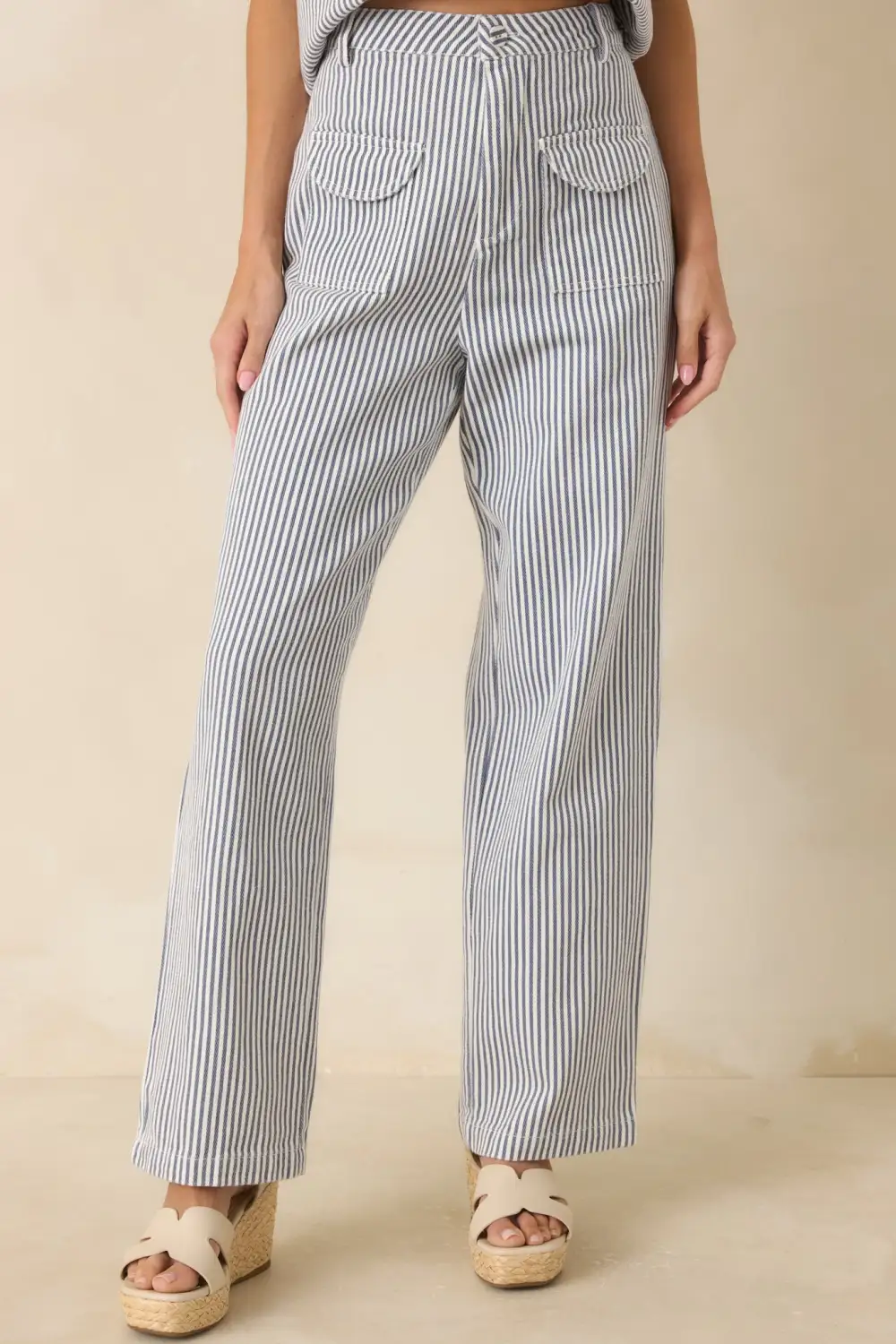 Striped Wide Leg Casual Pants