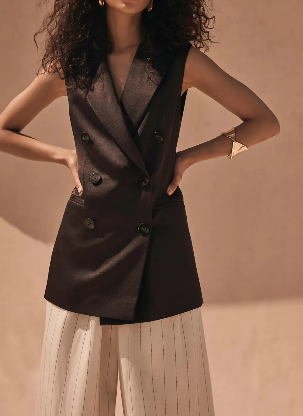 Casual Style Brown Longline Waistcoat