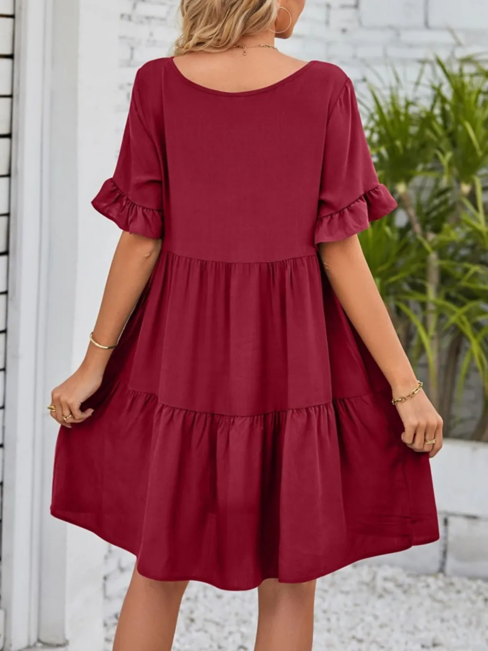 Relaxed Shape Ruffle Tiered Mini Dress