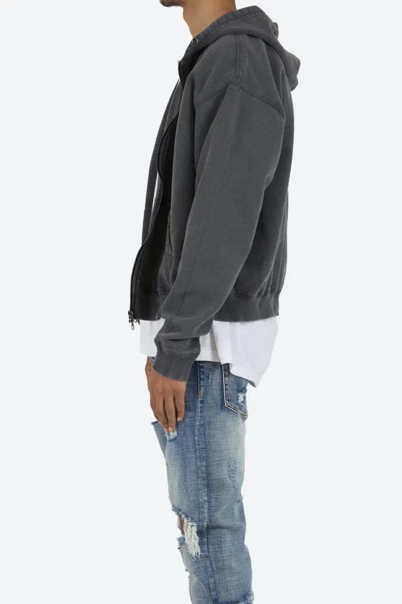 DARK GRAY OVERSIZED ZIP UP HOODIE