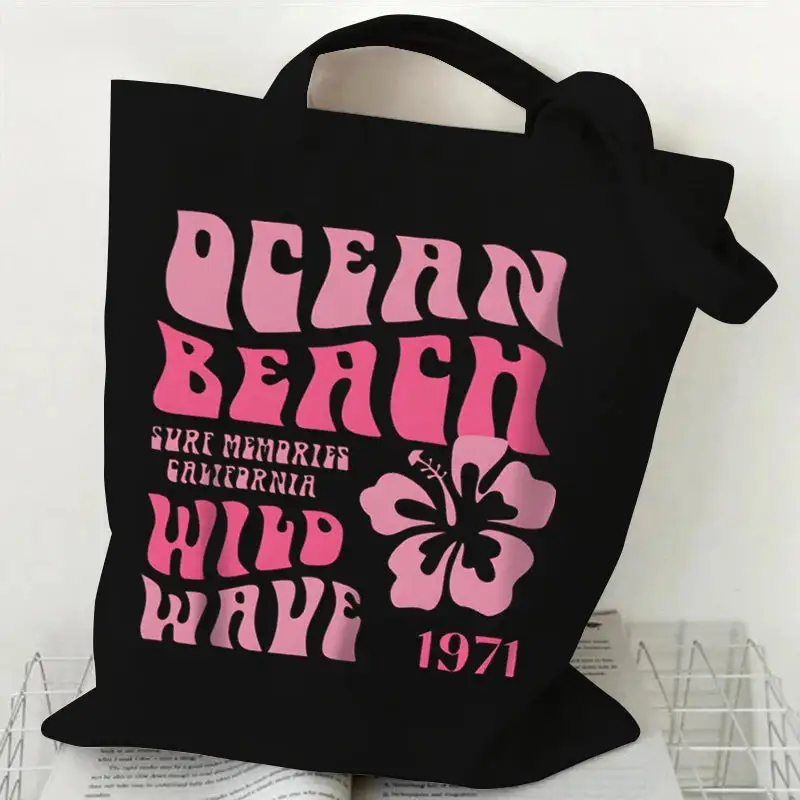Groovy Retro Graphic Canvas Tote Bag