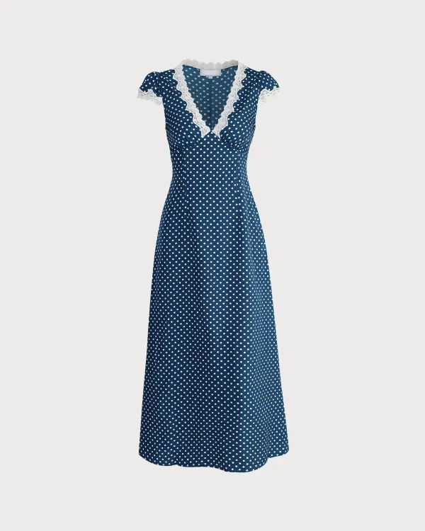 Polyester Satin Blue Dress