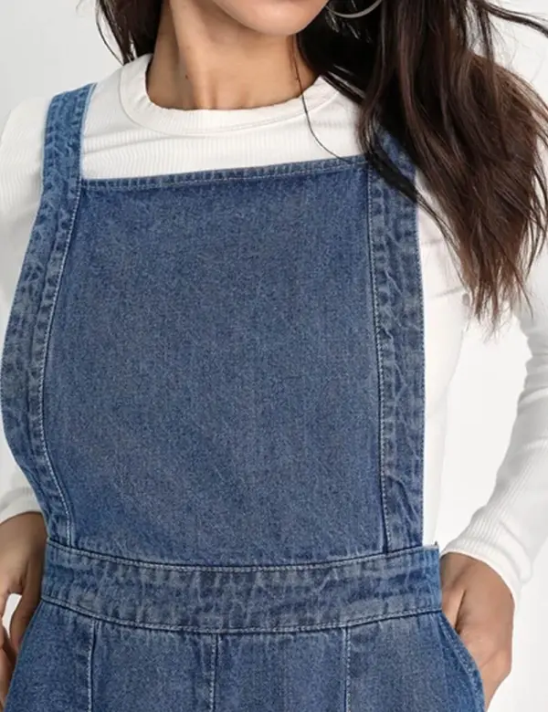 Pocket Denim Mini Overall Dress