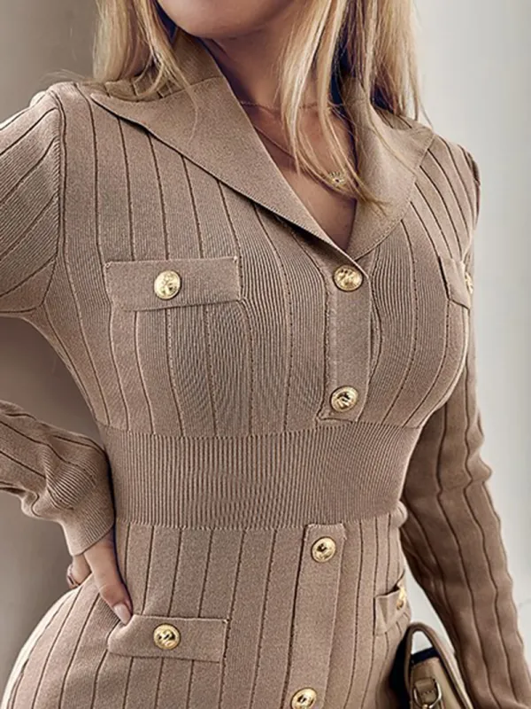 Women's Slim Long Sleeve Knitted Dress
